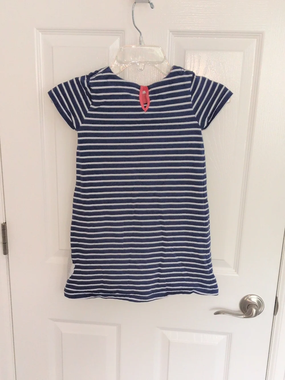 Mini Boden Blue & White Striped Dress With Bunny Applique - 6/7